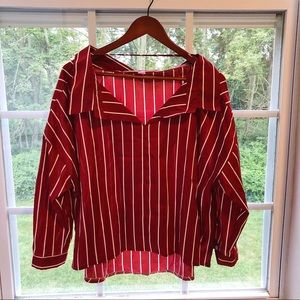 Red and white striped blouse